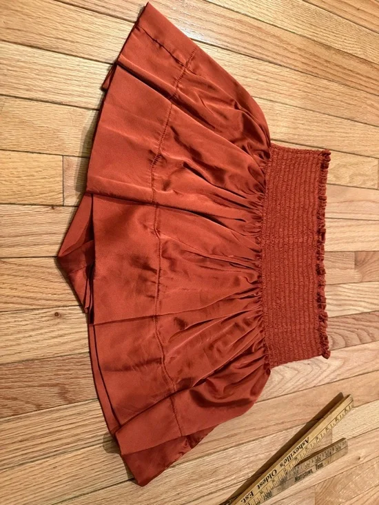 NATURAL LIFE Rust Orange Smocked Shorts with Stretch Waist - Picture 4 of 7